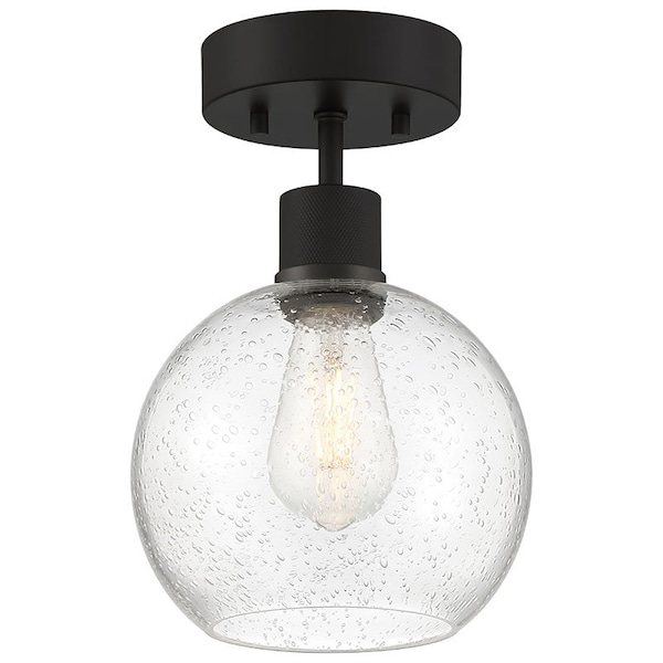 Access Lighting Port Nine Burgundy, Burgundy LED SemiFlush, Matte Black Finish, Seeded Glass 63148LEDDLP-MBL/SDG - main